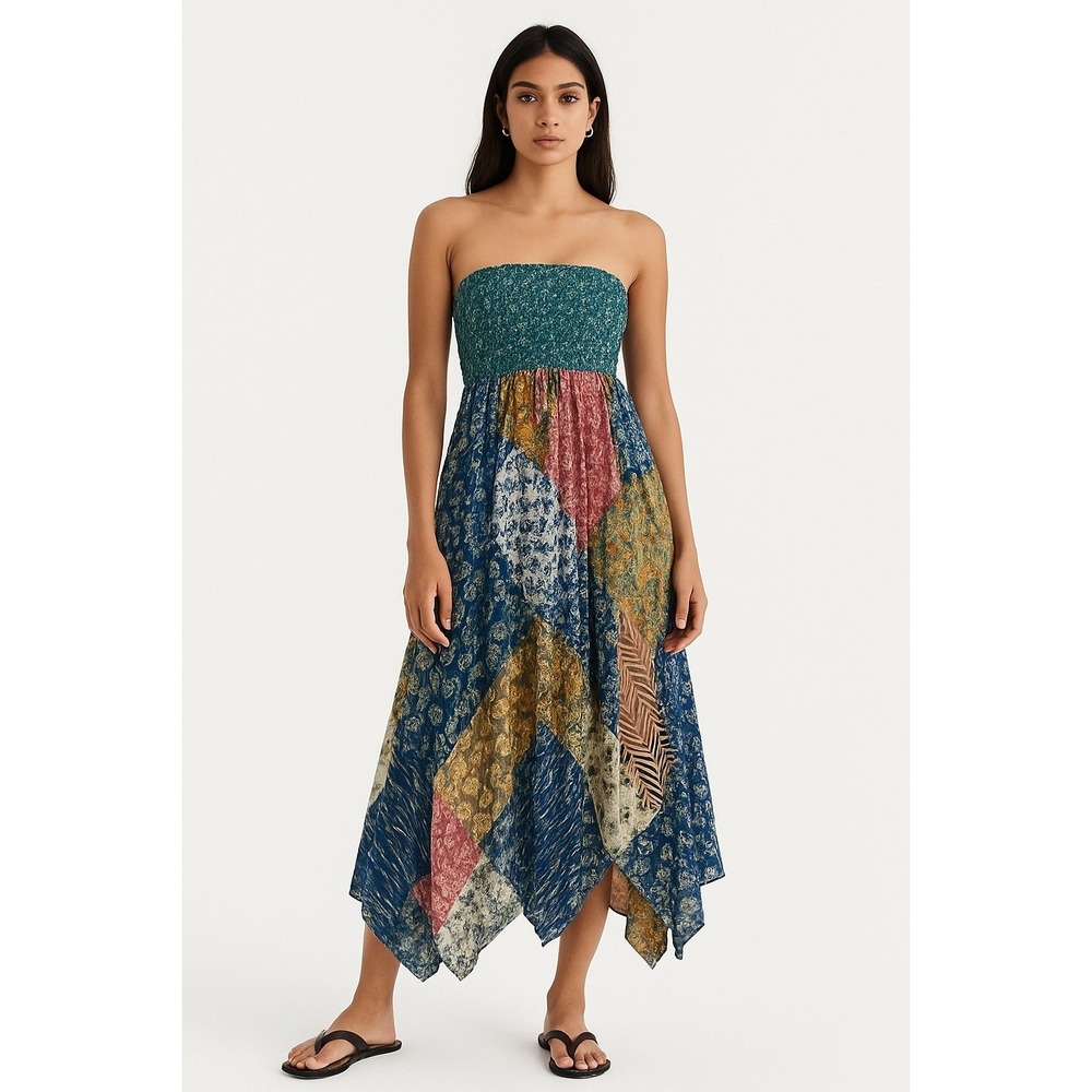 Ashley Taylor Patchwork Dress Boho Hippie Festival One Size‎ Women's 1X